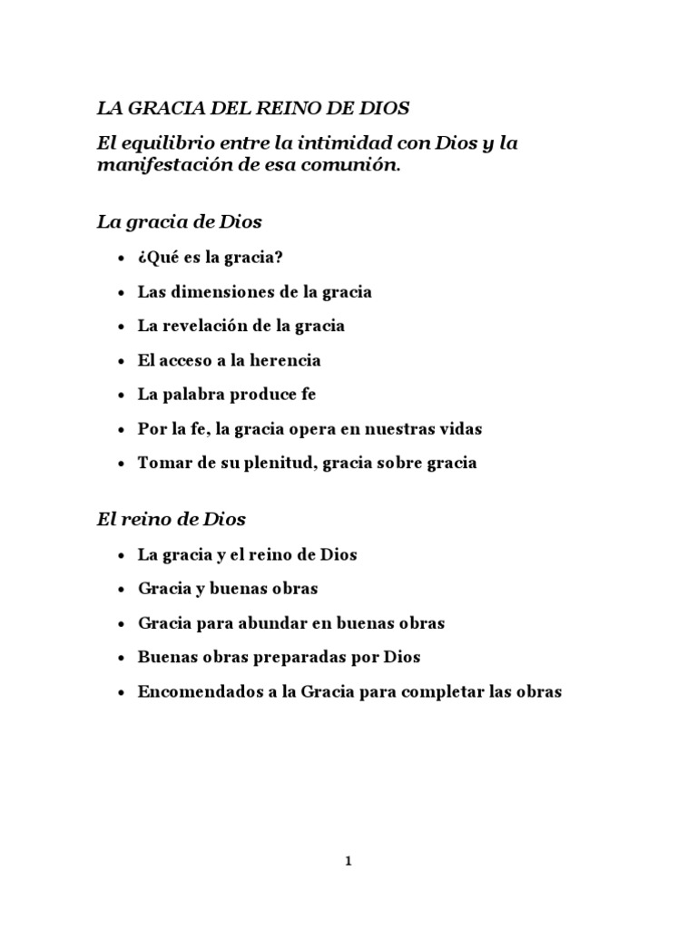 La Gracia Del Reino de Dios | PDF | Gracia en el cristianismo | Cristo ...