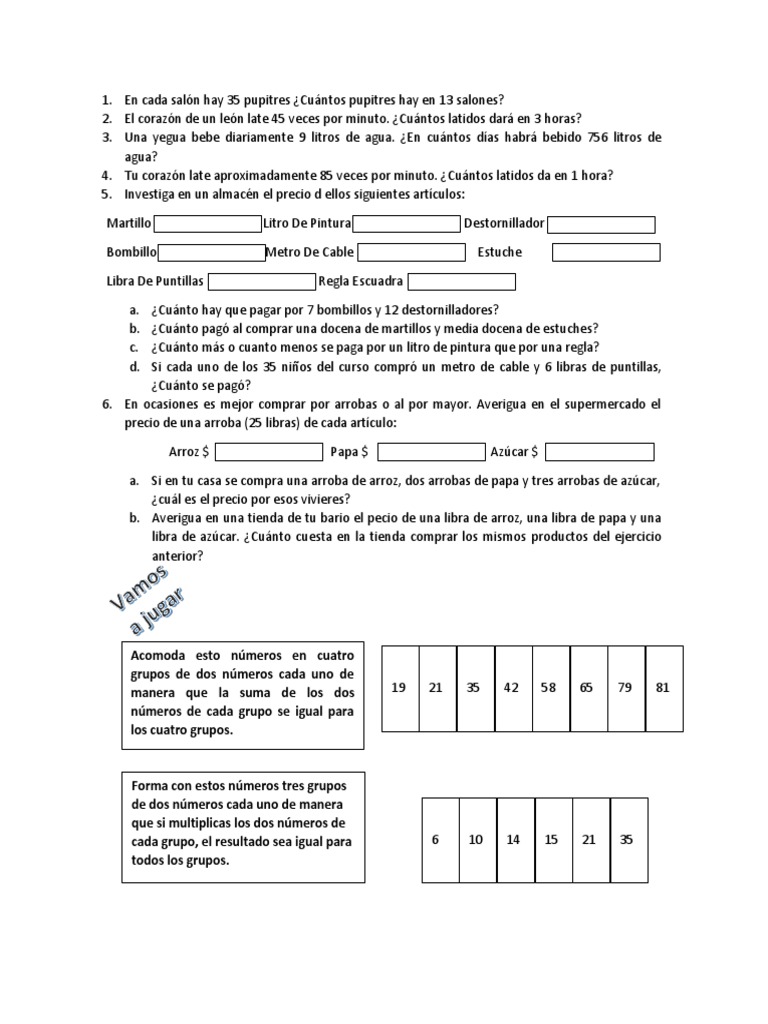 Problemas Grado 5 PDF | PDF | Métodos y materiales de enseñanza | Hogar ...