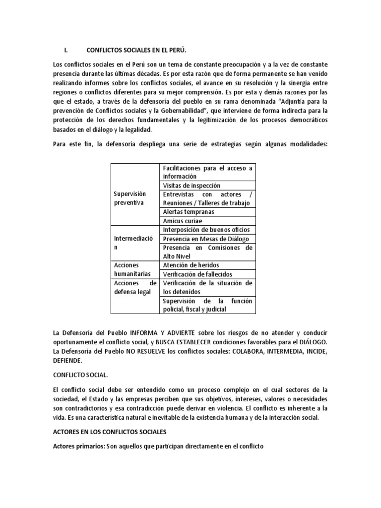 Conflictos Sociales en El Perú | PDF | Conflicto (proceso) | Conflicto ...