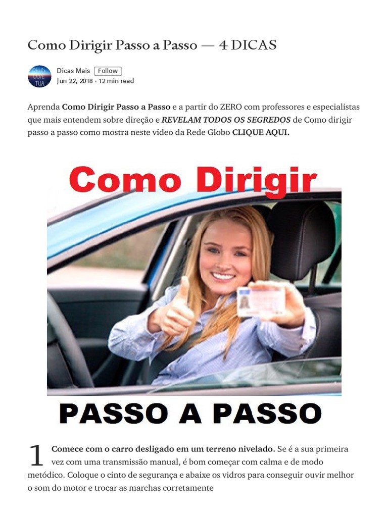 Como Dirigir Passo a Passo: 4 Dicas para Começar | PDF | Motocicleta ...