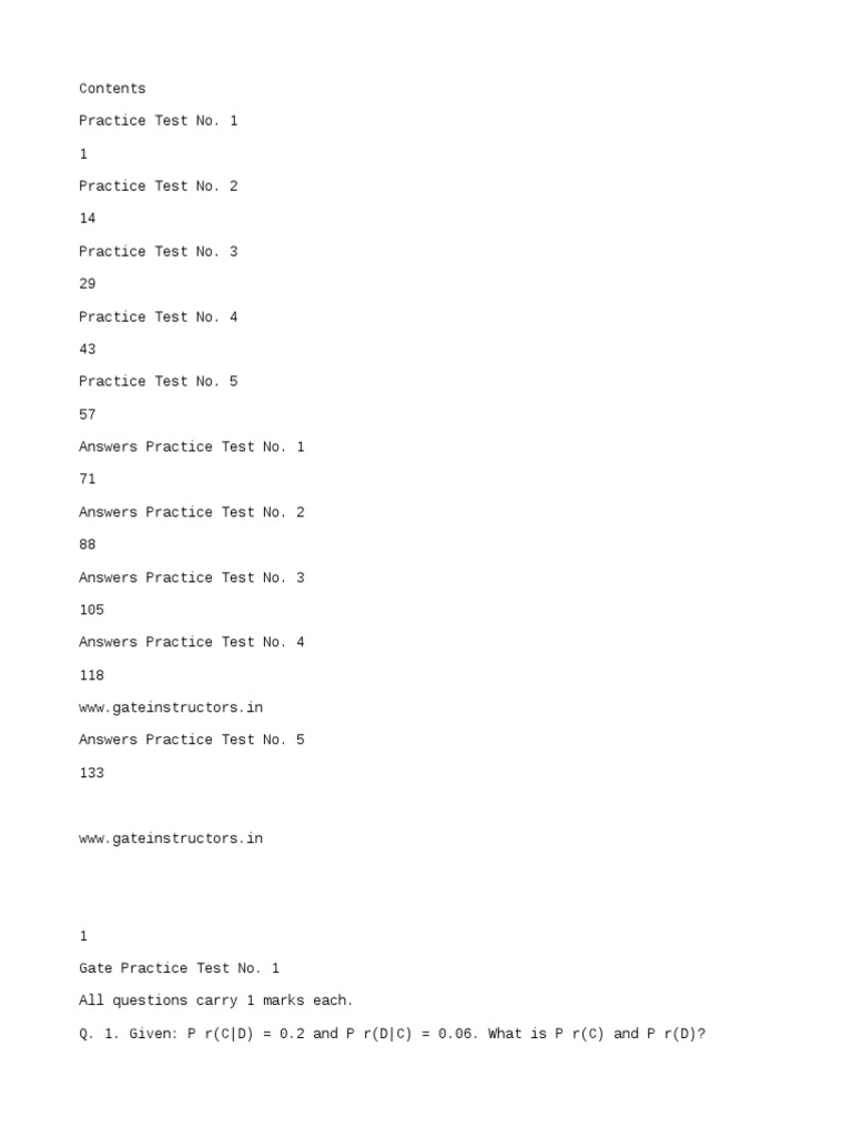 MCQ For IES Gate PSU S Practice Test Workbook Booklet | PDF | Parsing ...