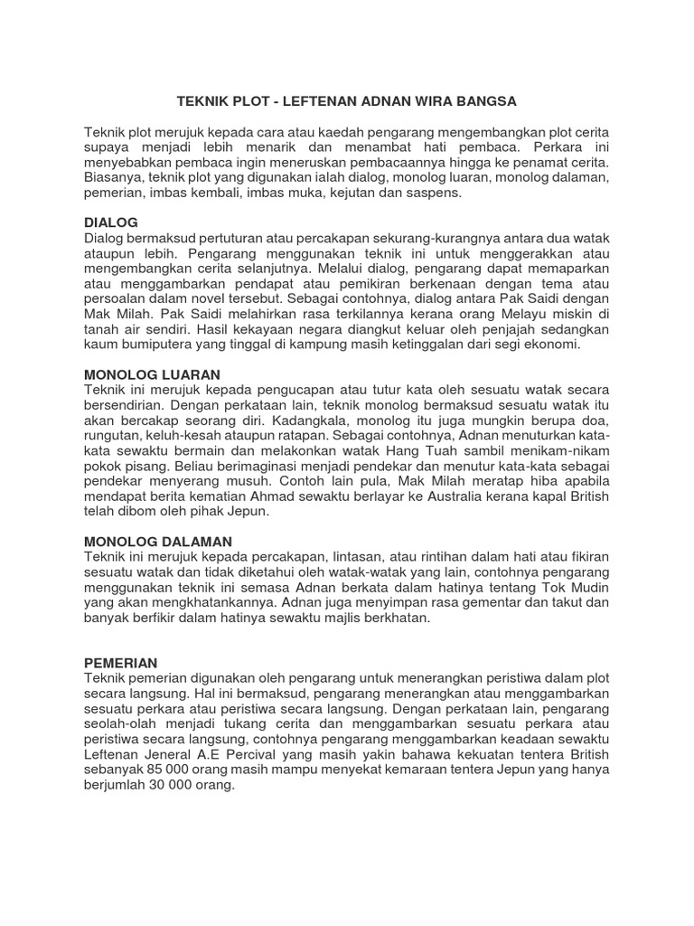 Teknik Plot Leftenan Adnan Pdf