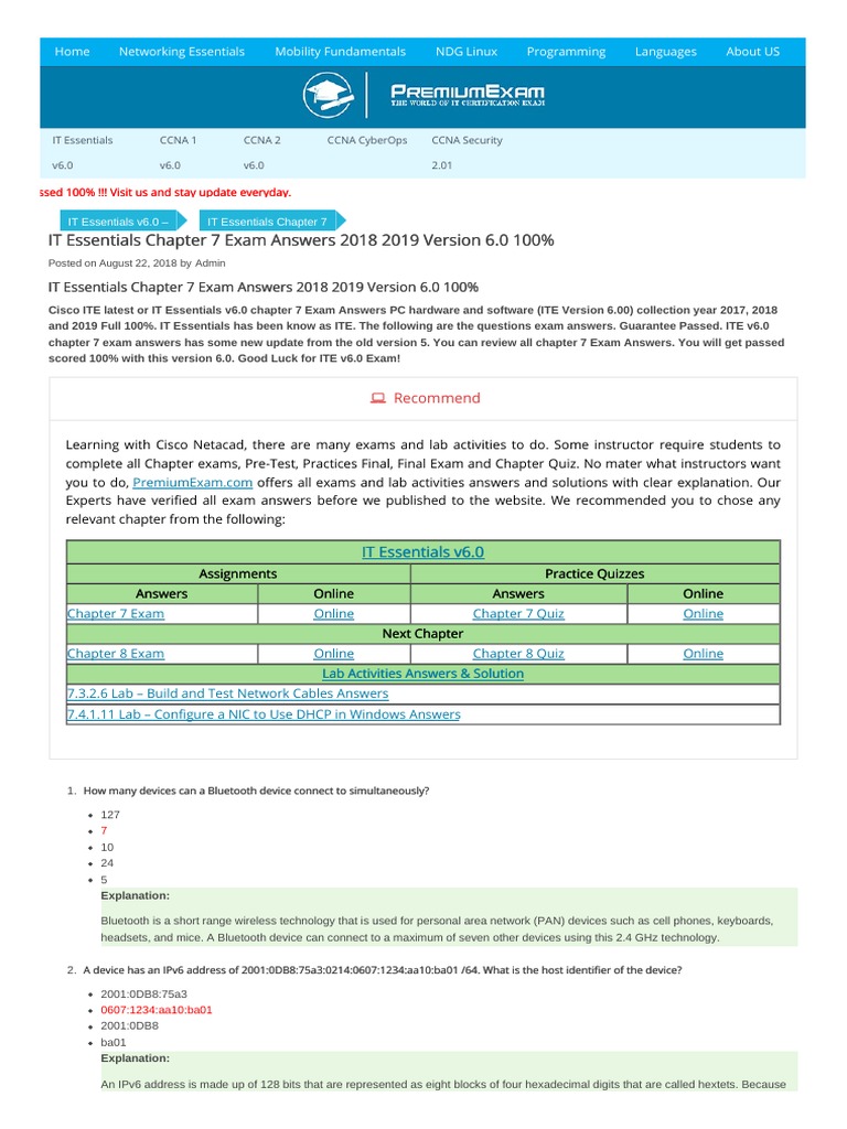 Ccna 4 Chapter 4 Exam Answers 2019