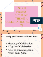 Islah Friday 26 June Theme 4: Celebration (Lesson 2)