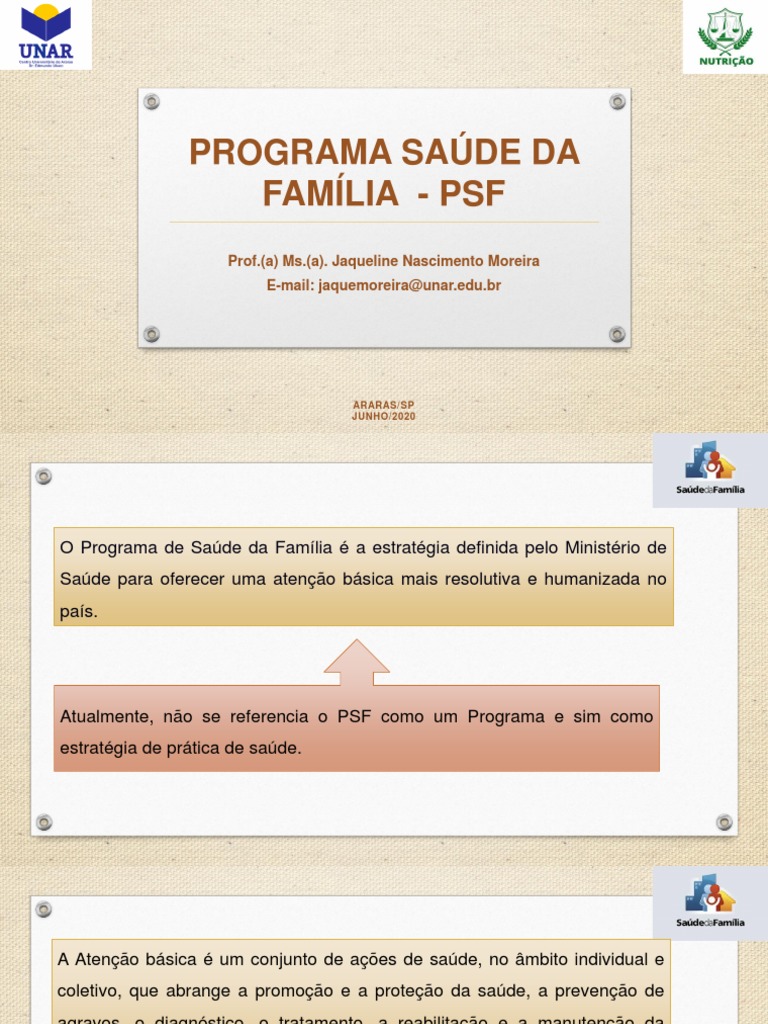 Aula 11 - Programa Saúde Da Família - PSF | PDF | Remédio | Sistema de ...