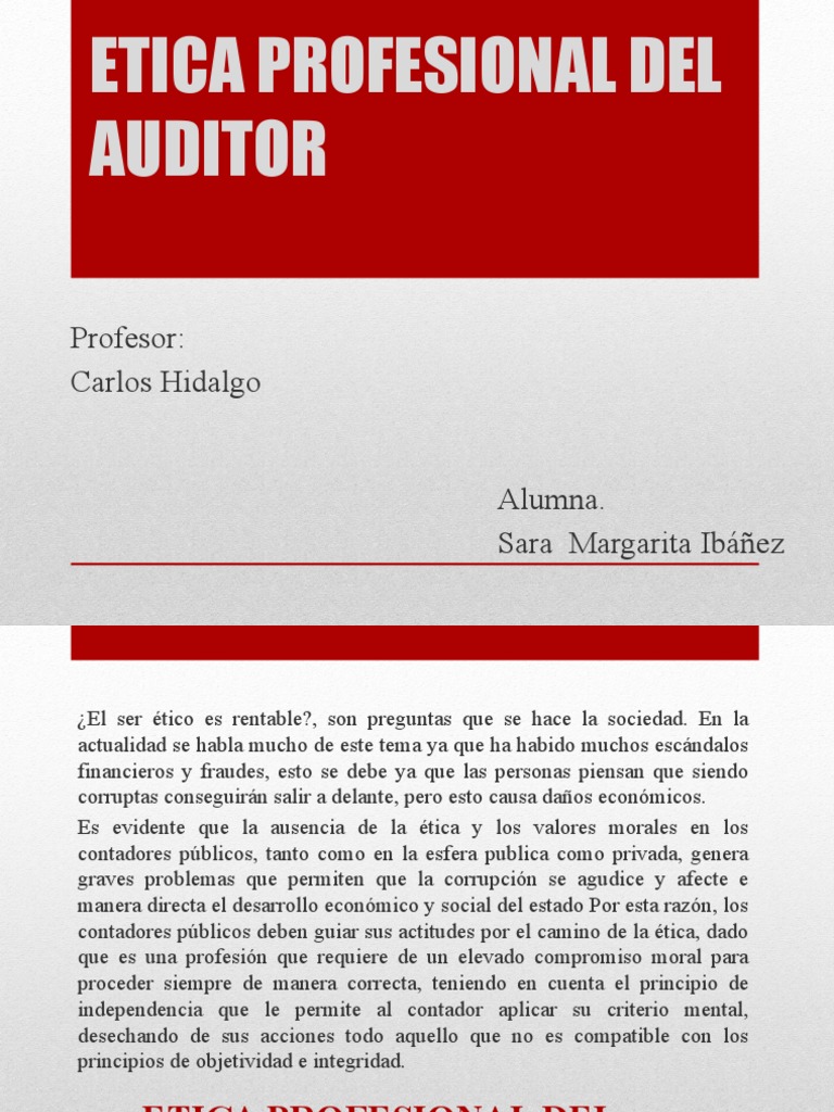 Etica Profesional Del Auditor | PDF | Contador | Contralor