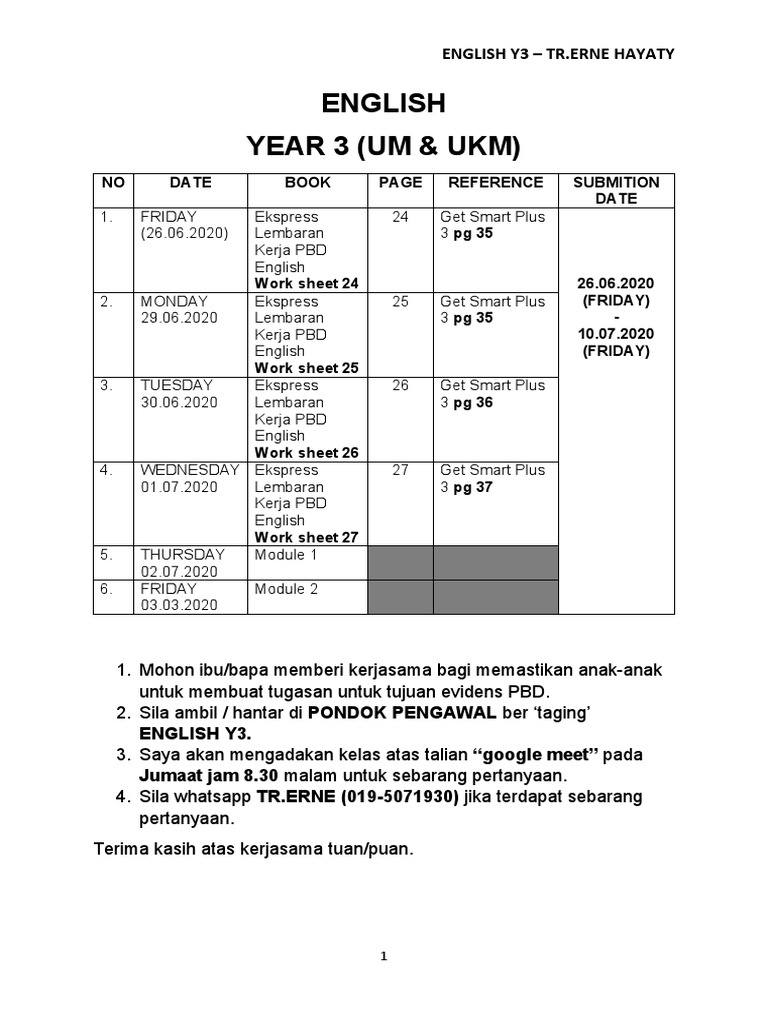 English Y3 Module 1 30 06 2020 Pdf