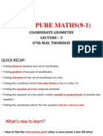 Igcse Pure Maths (9-1) : Coordinate Geometry Lecture - 3 07Th May, Thursday
