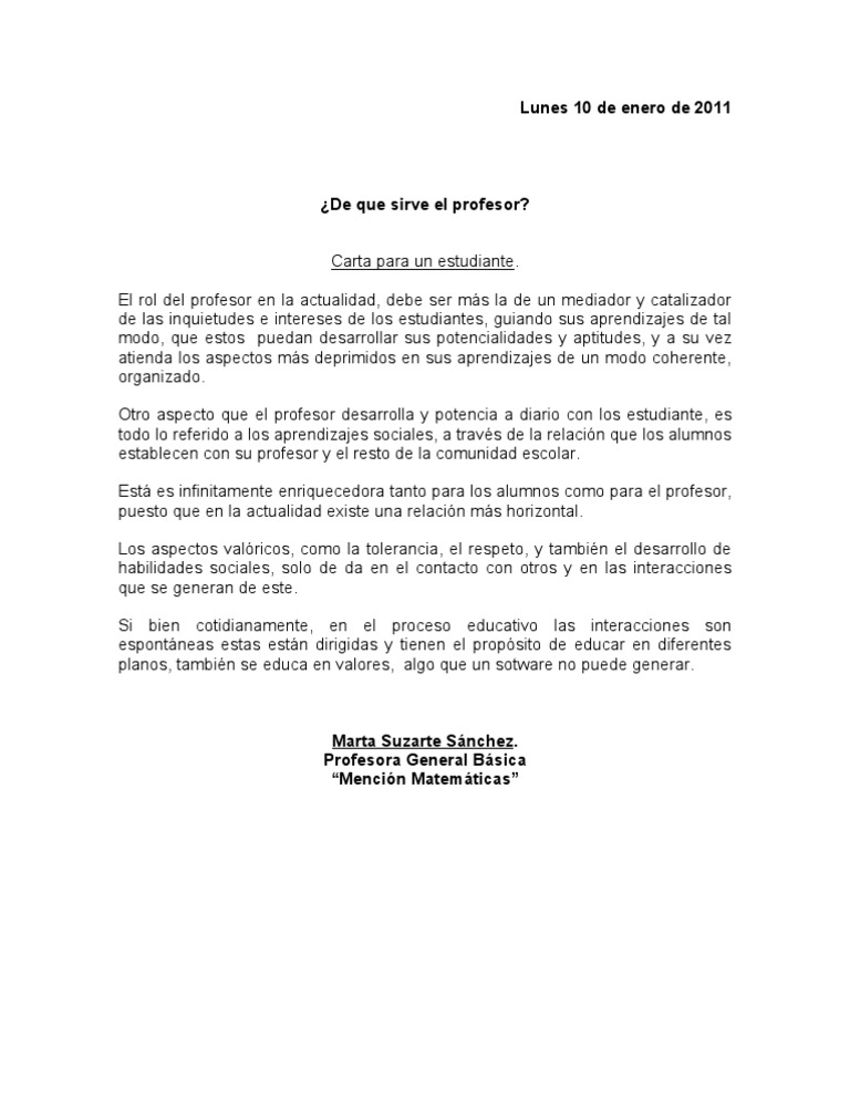 Carta Para Un Estudiante