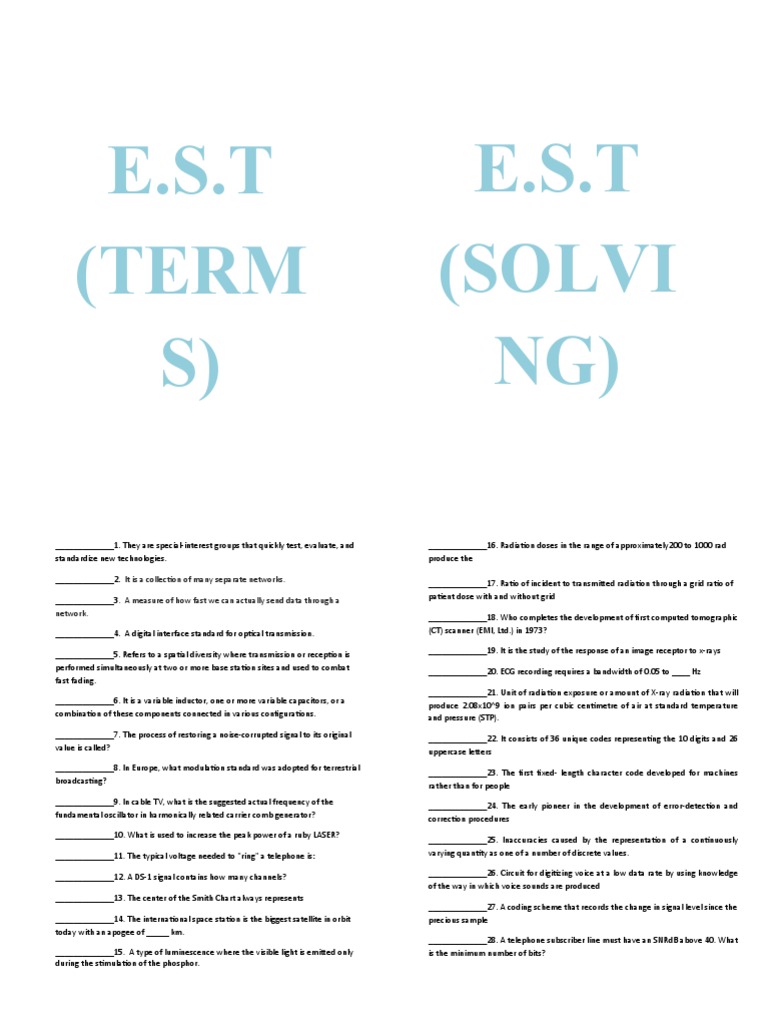 E.S.T: Key Concepts in Technology and Communication | PDF | Modulation ...