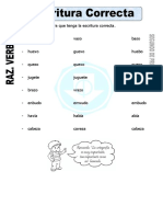 Ficha de Escritura Correcta para Segundo de Primaria