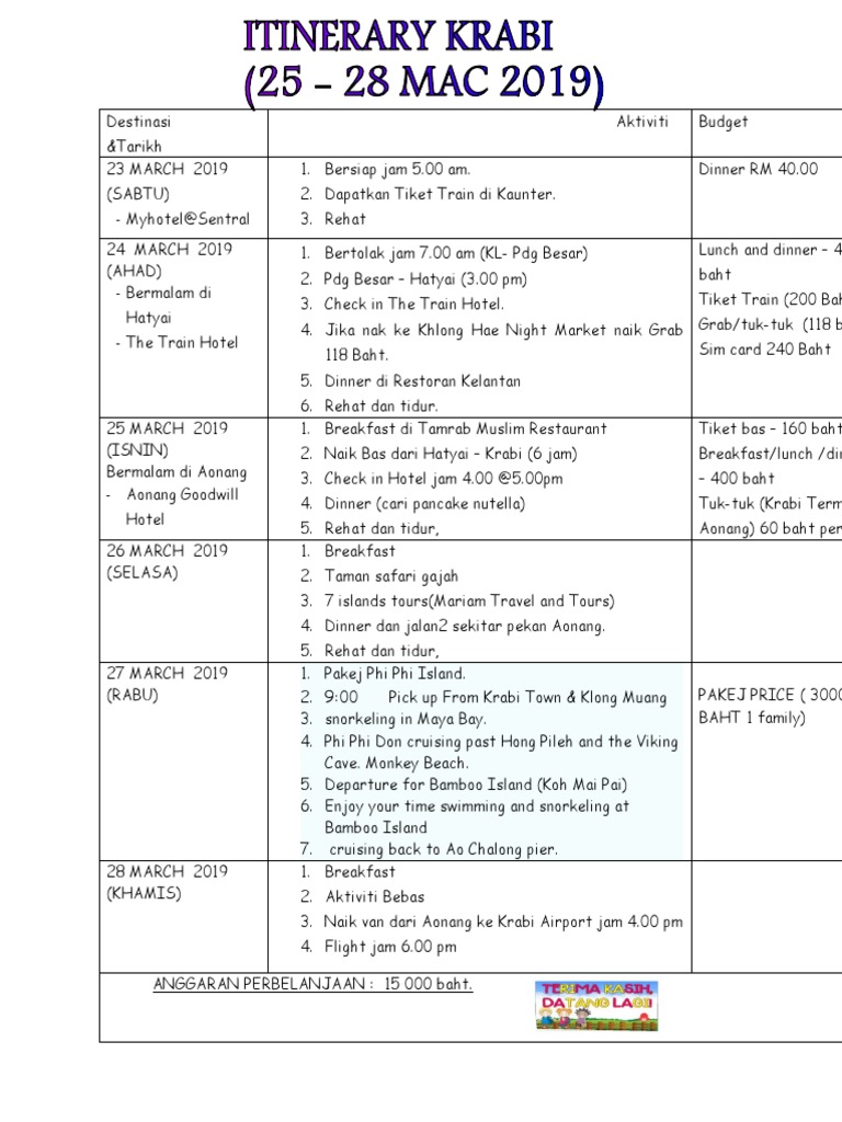 Planner Cuti Krabi  PDF
