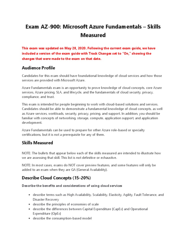 AZ900-Azure Fundamentals Skills Exam Revised | PDF | Microsoft Azure ...