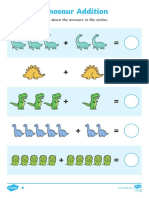 Dinosaur Addition: Write Down The Answers in The Circles