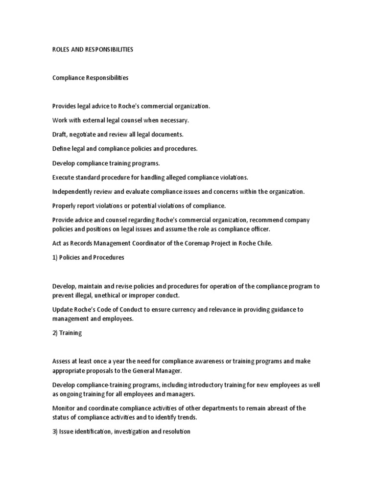 Compliance Officer Roles and Responsibilities | PDF | Regulatory ...