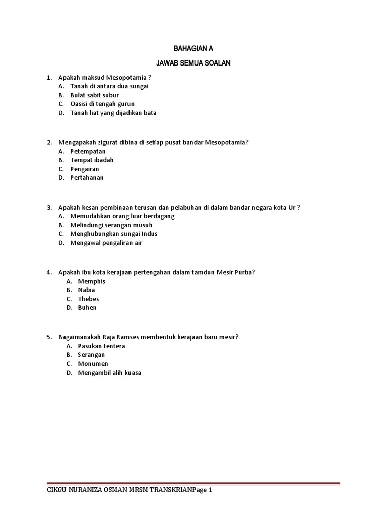 Bab 5 Tamadun Awal Dunia Pdf