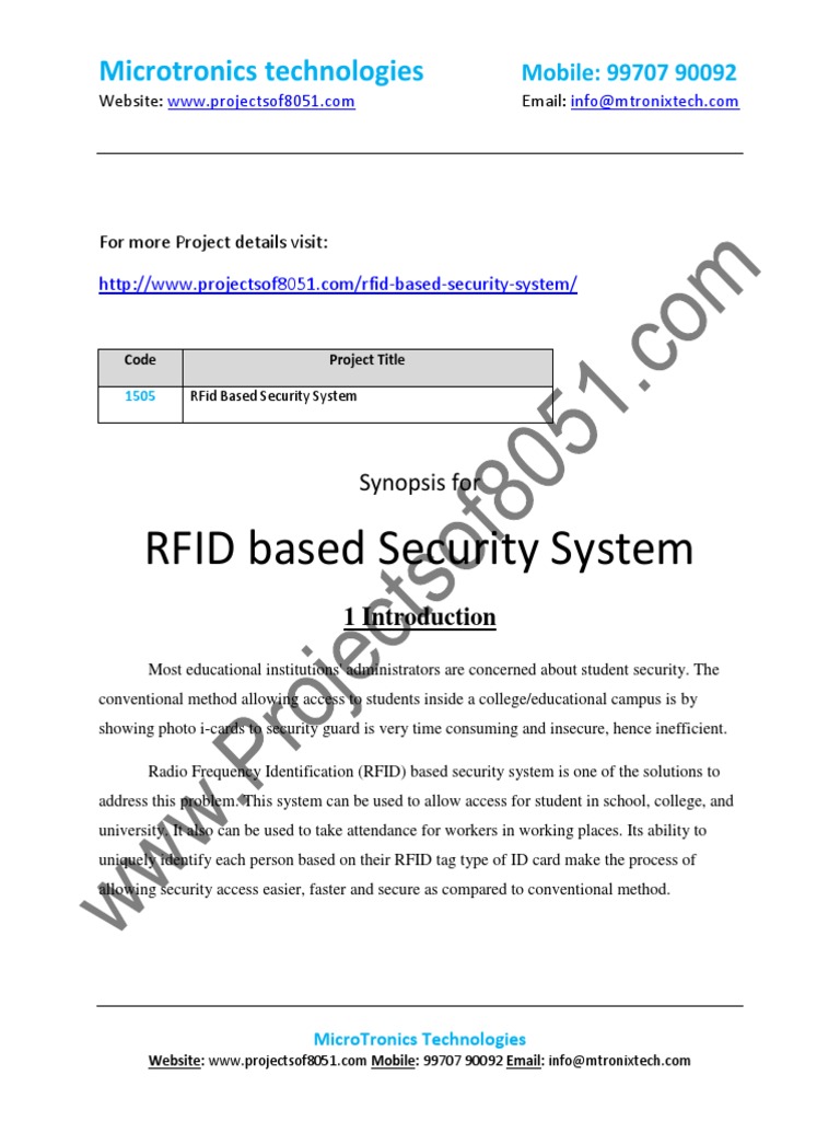 1505 Rfid Based Security System PDF | PDF | Microcontroller | Radio ...