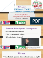 Personal Value System Development: DR Samuel T. Owoeye