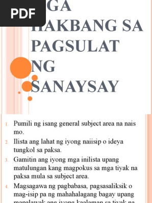 Mga Hakbang Sa Pagsulat Ng Sanaysay - pagsulat prezantimi