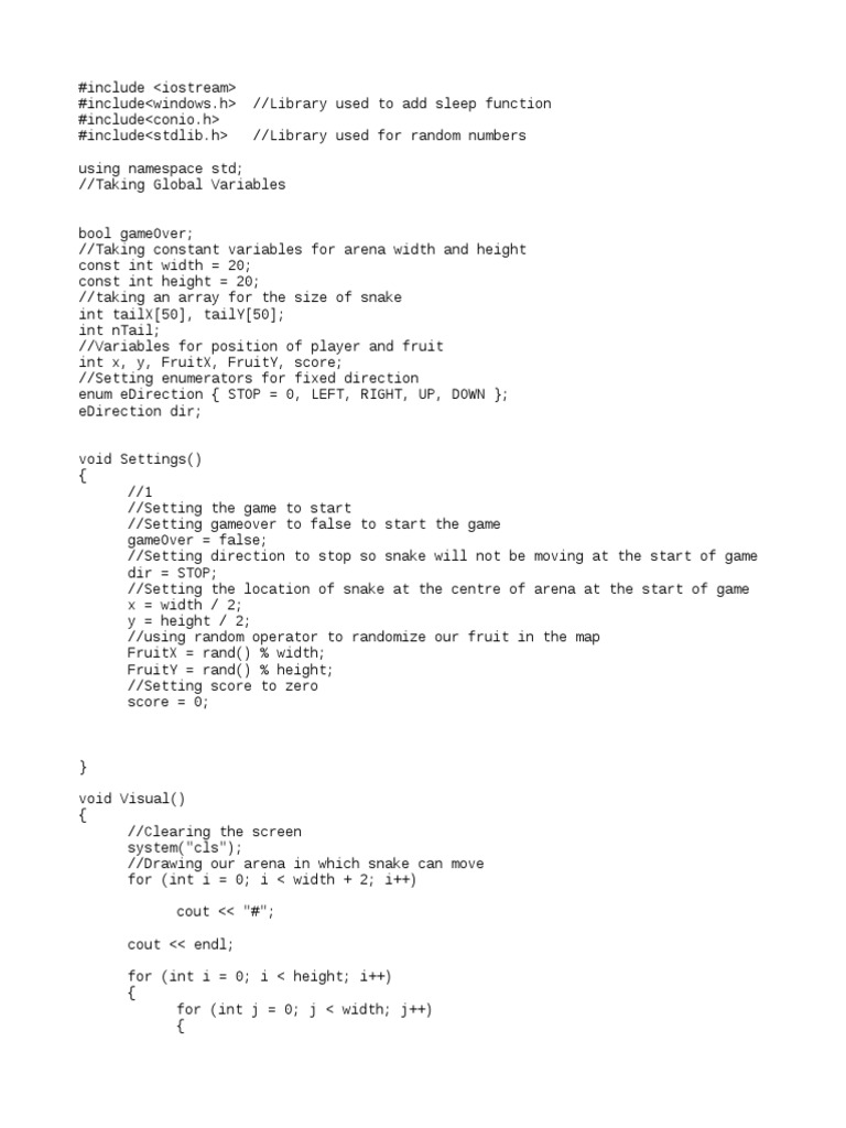 C++ Snake Game Code | PDF | Computer Programming | Software Engineering