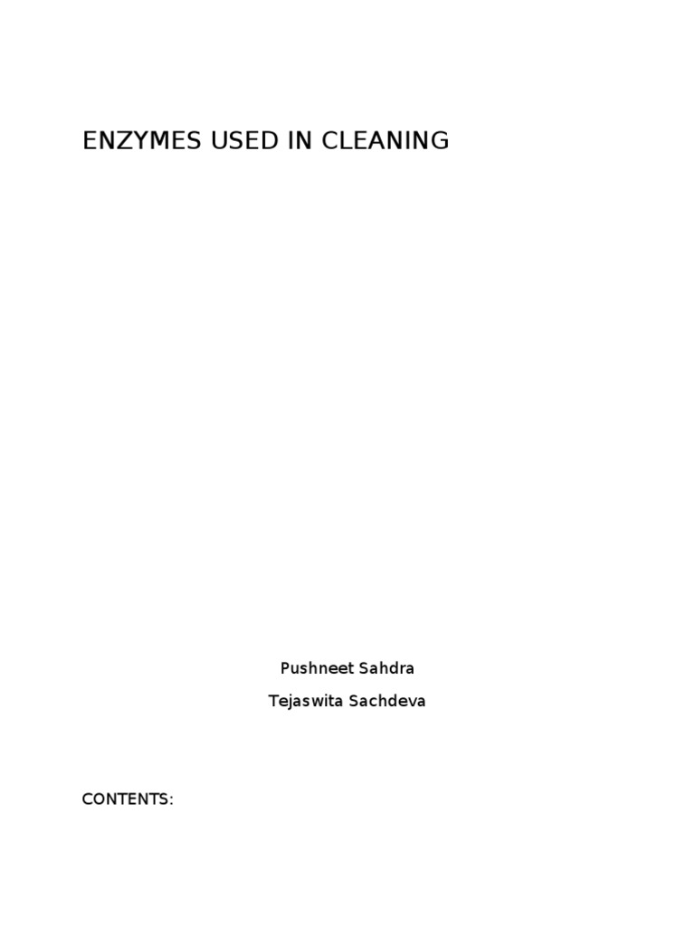 Enzymes in Detergent Industry Enzyme Proteins