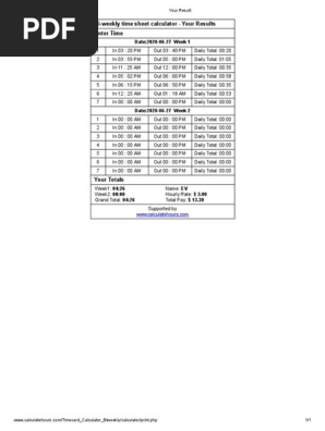 Calculadora de horas de trabajo