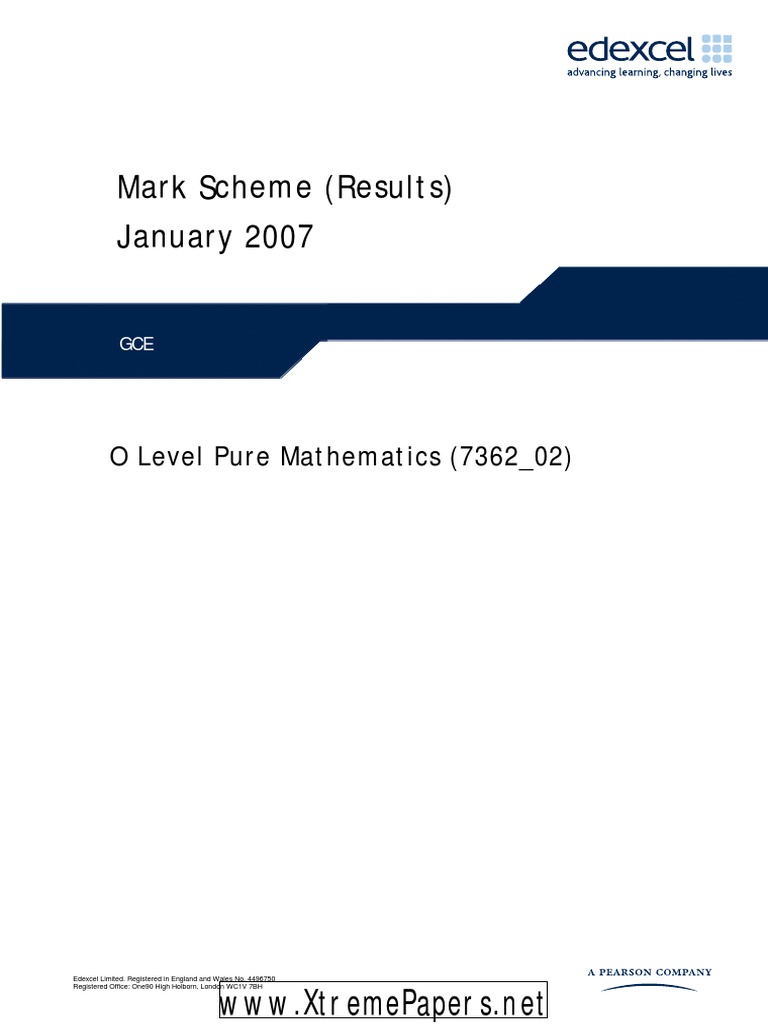 January 2007 O Level Maths Mark Scheme | PDF | Mathematical Objects ...