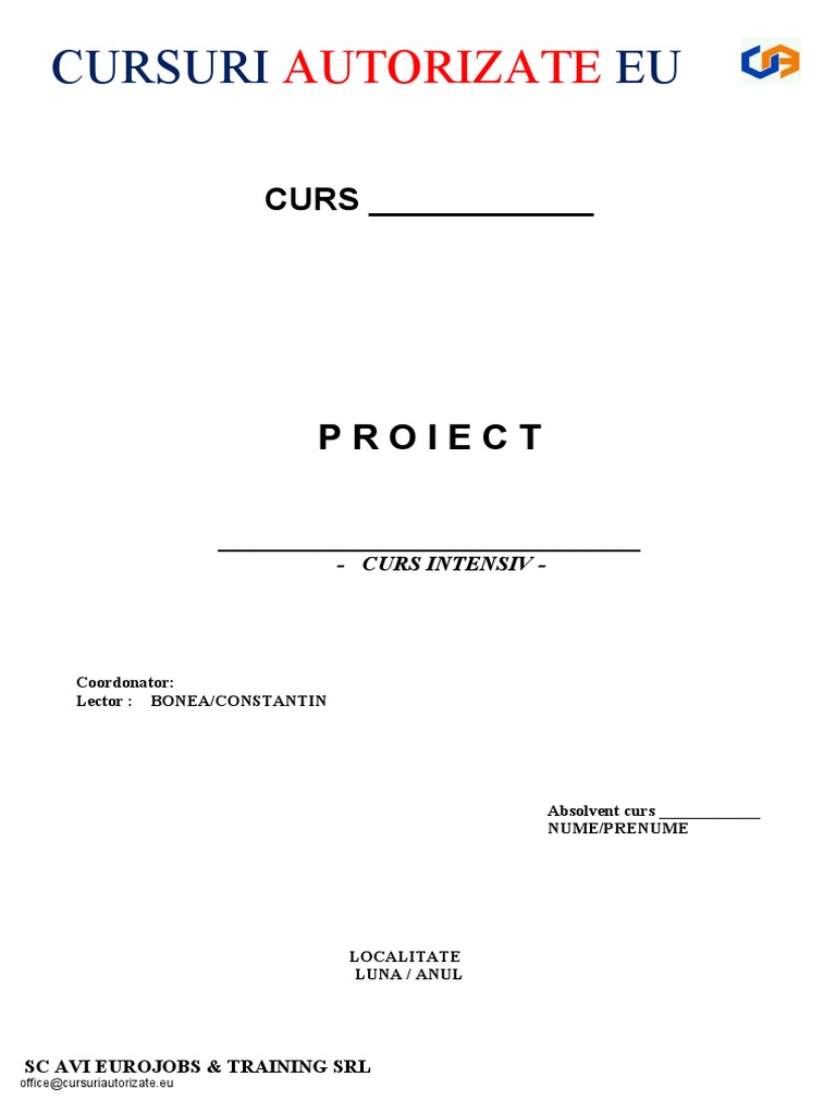 Model Coperta Proiect | PDF