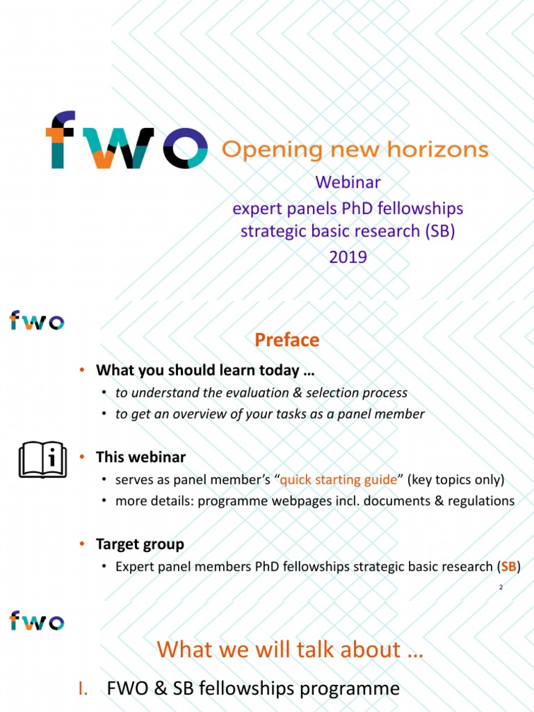 Webinar Expert Panels Phd Fellowships Strategic Basic Research Sb