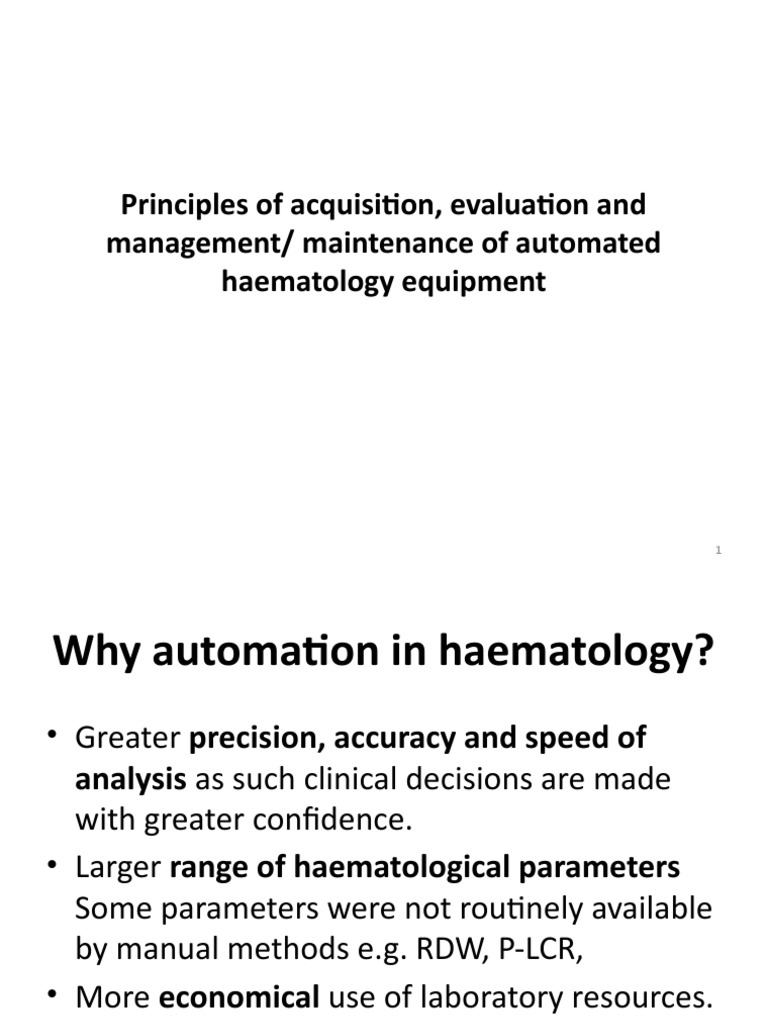 Automated Haematology Equipment Guide | PDF | Accuracy And Precision ...