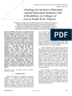 Assistive Technology For Inclusive Education Among Vocational Education Students With Physical Disabilities in Colleges of Education in South West, Nigeria