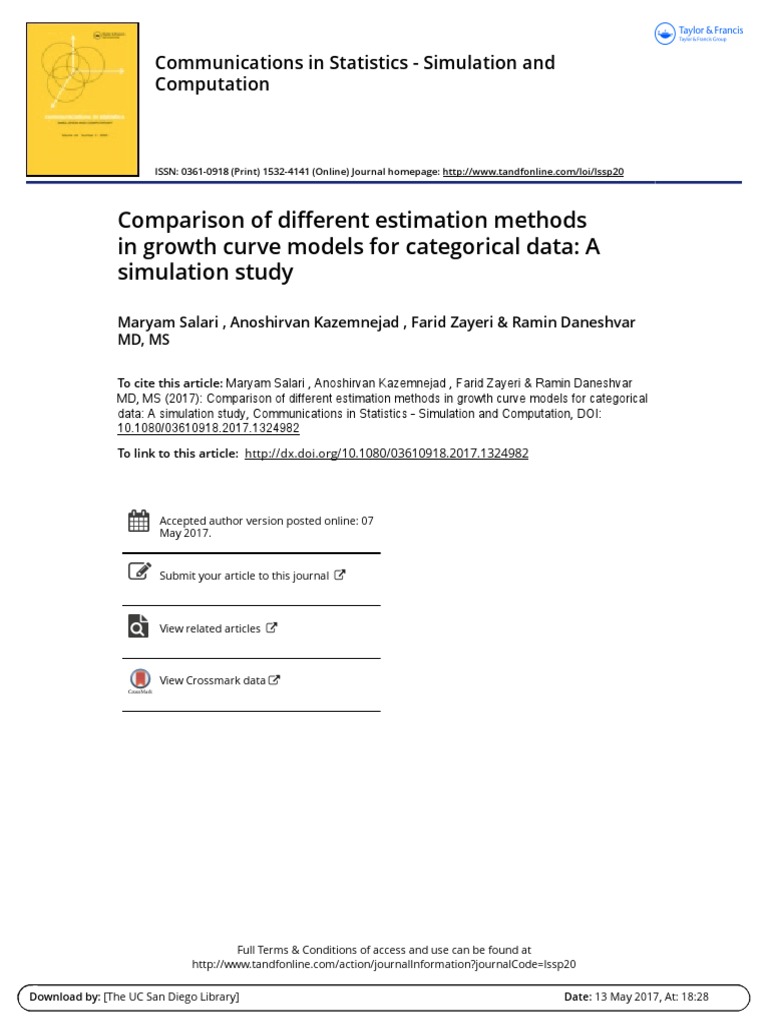 Comparison of Different Estimation Methods in Growth Curve Models For ...