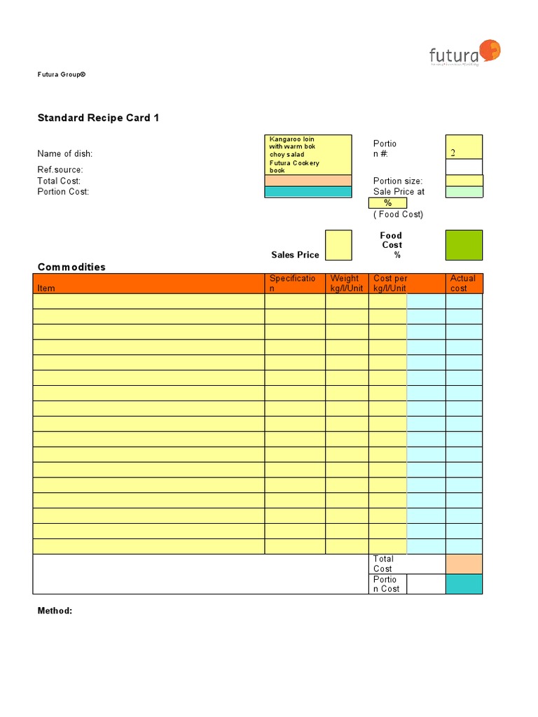 Recipe Card - Template | PDF | Foods | Cooking