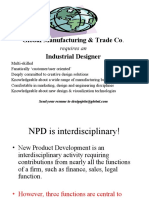 Global Manufacturing & Trade Co. Industrial Designer: Requires An