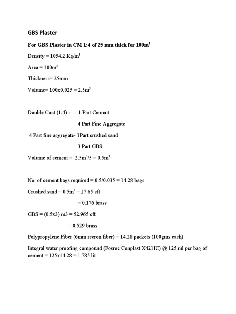 Cost Comparison of Plaster Types | PDF | Plaster | Density