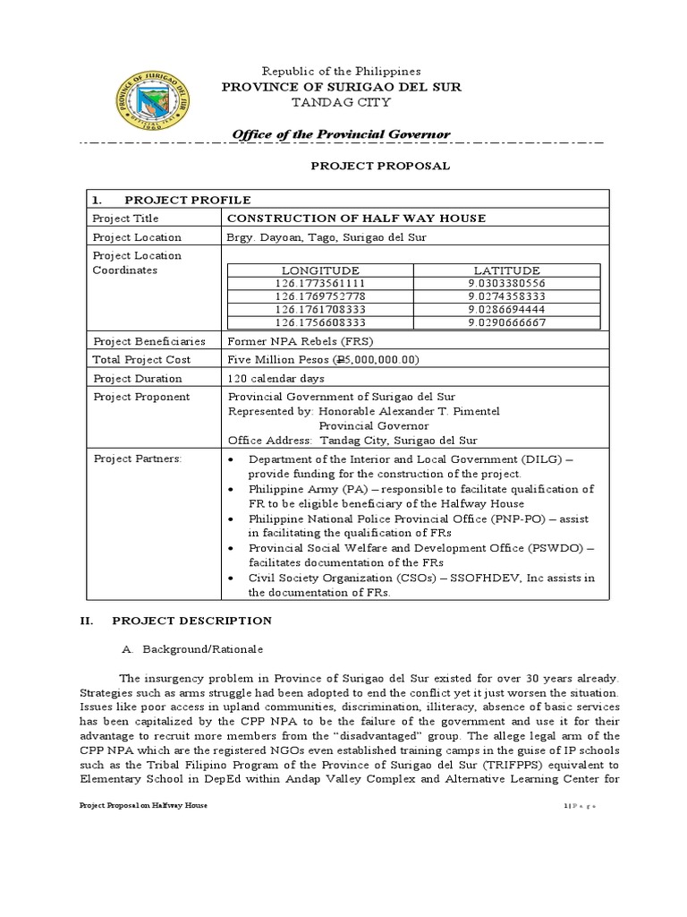 Project ProposalHalfway House PDF Institution Peace