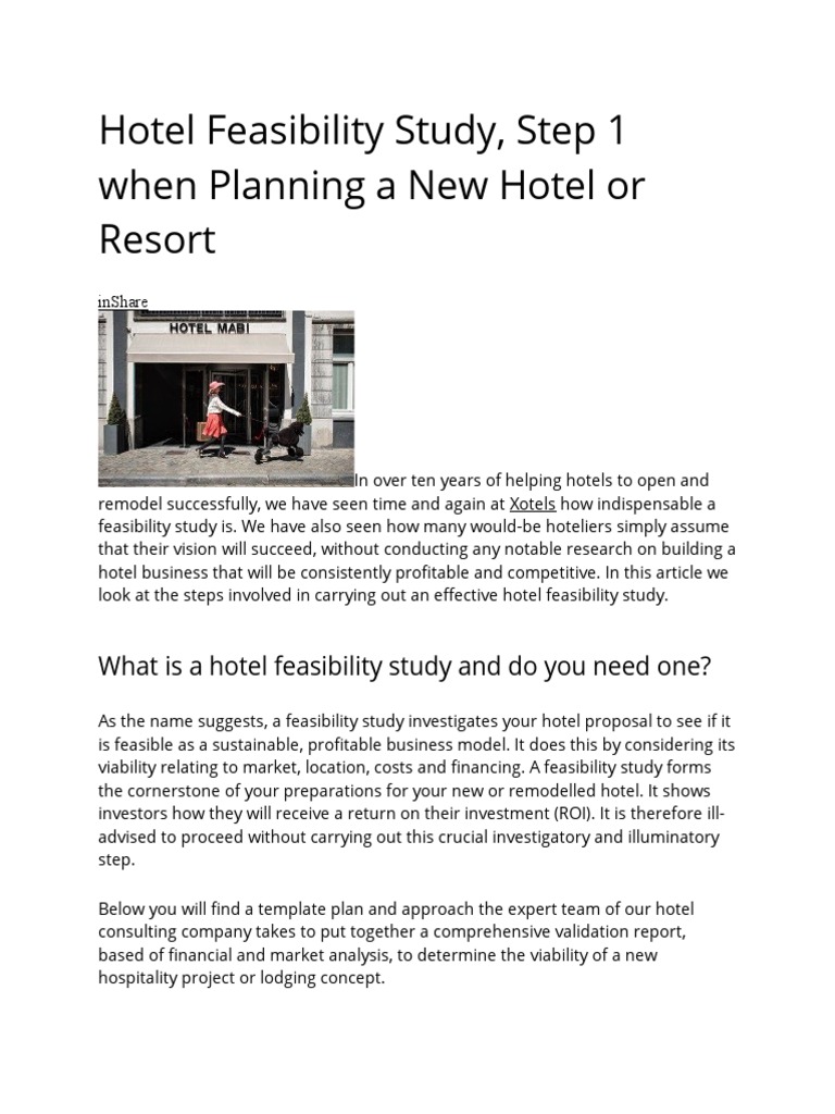 Hotel Feasibility Study PDF Feasibility Study Return On Investment