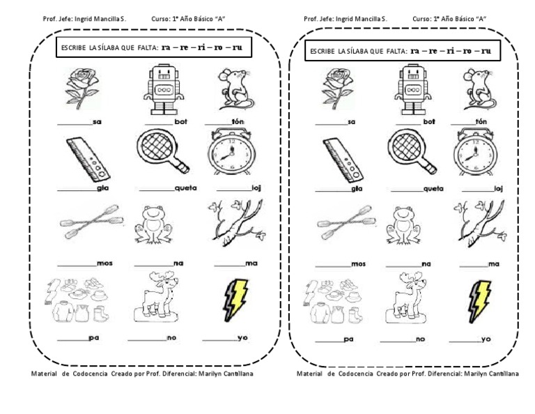 Guia Completa Palabras 6 Silabas Ra Re Ri Pdf