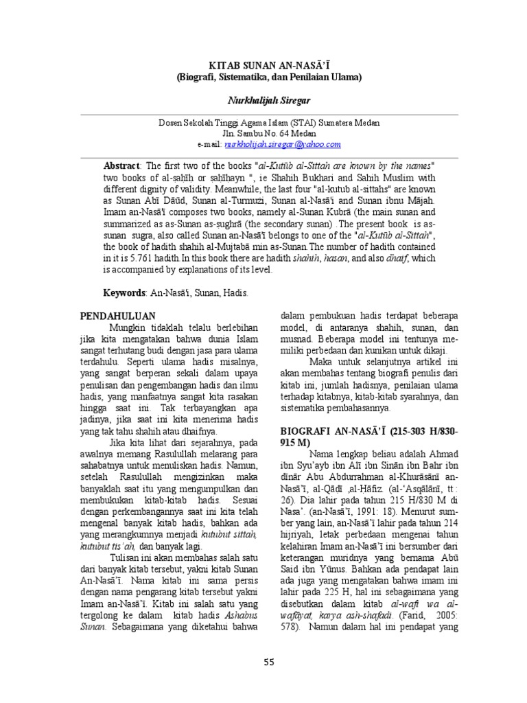 Biografi dan Sistematika Sunan An-Nasā'ī | PDF
