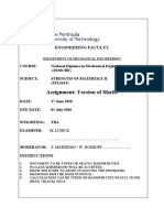 Assignment: Torsion of Shafts: Engineering Faculty