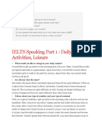 IELTS Speaking Part 1: Daily routines and activities