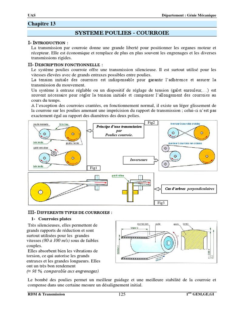 Système de Transmission par PouliesCourroies PDF Courroie — free download