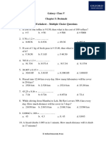 Galaxy: Class V Chapter 5: Decimals Worksheet - Multiple Choice Questions