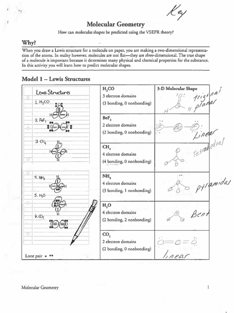 Molecular Geometry Pogil Key PDF