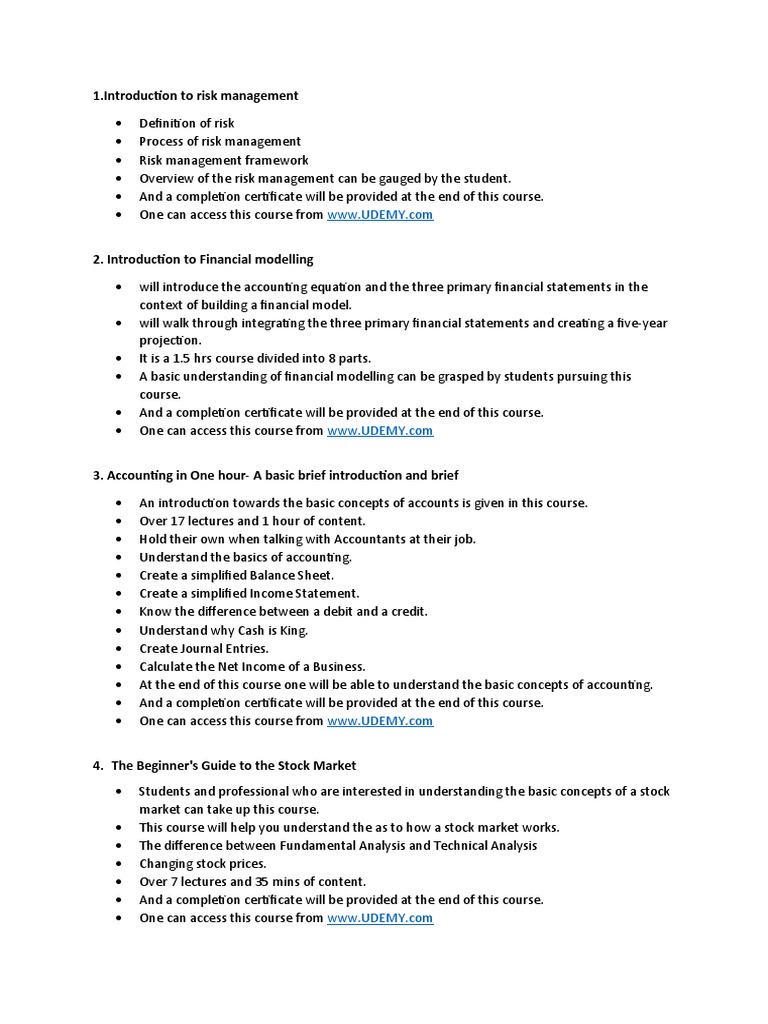 Essential Courses in Finance & Risk Management | PDF | Market ...