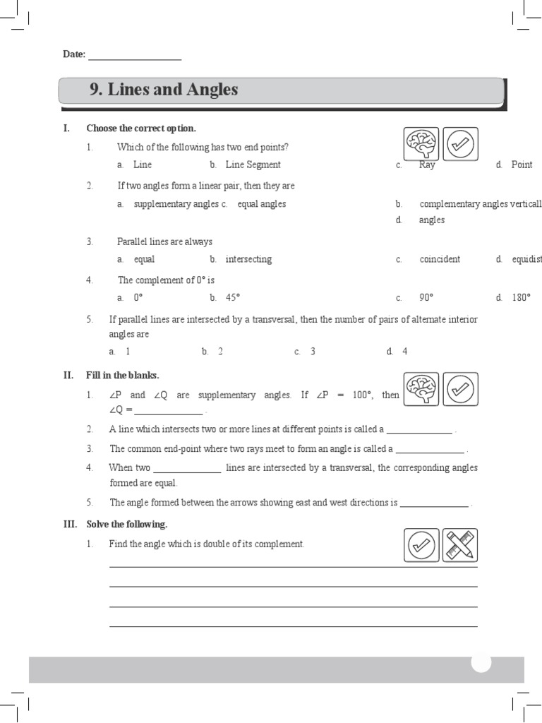 Lines and Angles: Practice Questions | PDF | Angle | Elementary Geometry