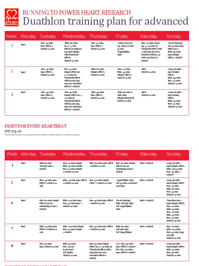Duathlon Training Plan For Advanced: Running To Power Heart Research 
