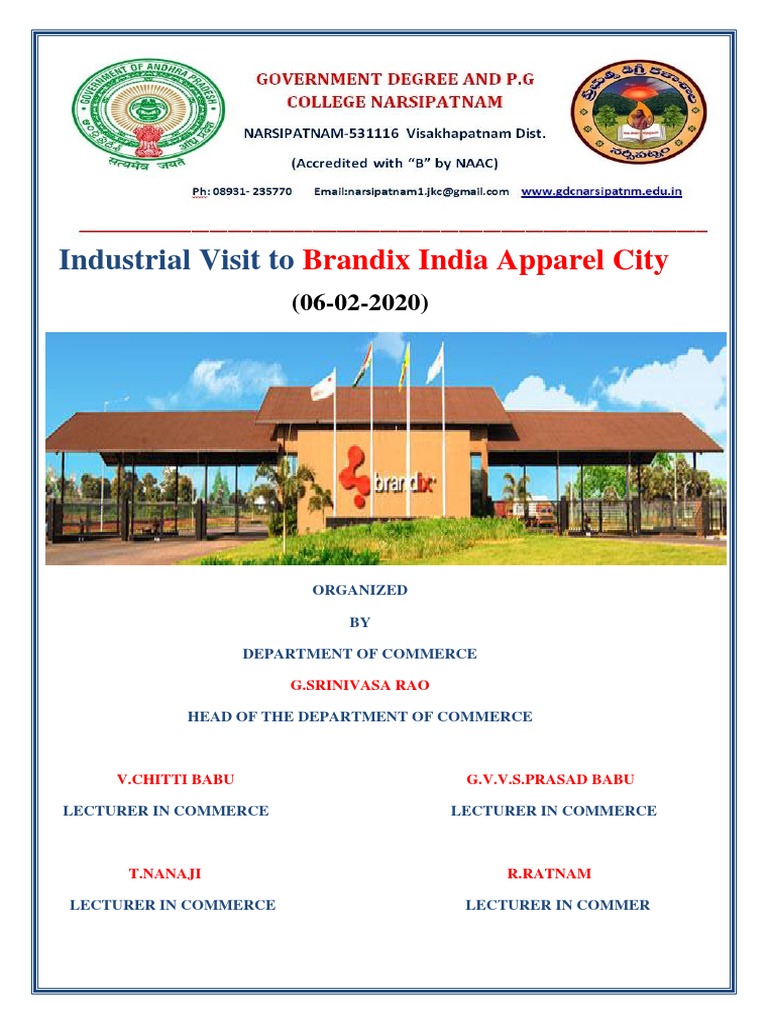 Brandix India Apparel City Industrial Visit Report PDF Supply Chain