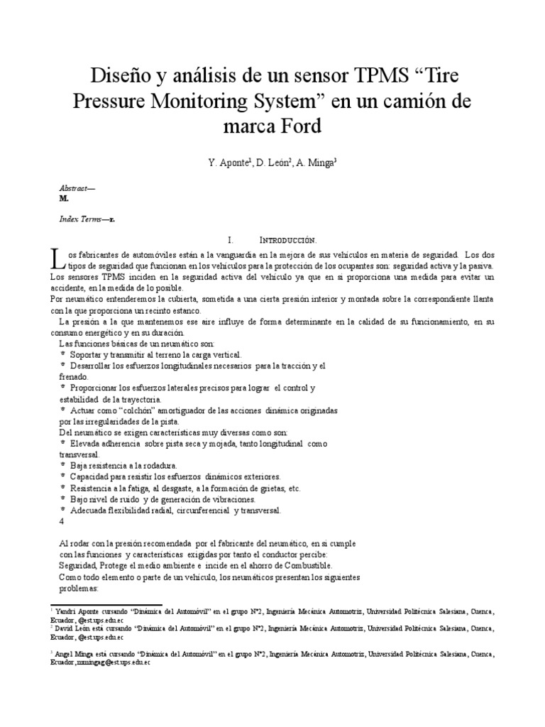 Diseño y Análisis de Un Sensor TPMS | PDF | Neumático | Arduino