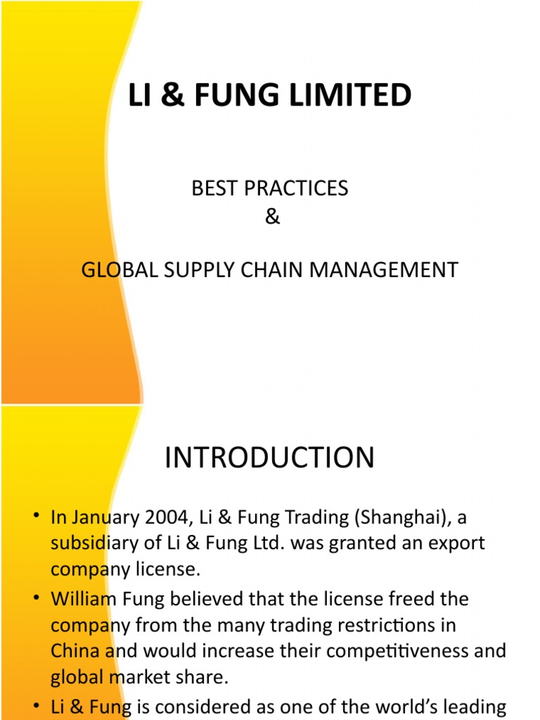 Global Supply Chain Manager Li Fung Pdf Supply Chain Supply